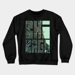 Chicago, Illinois, USA City Map Typography - Summer Crewneck Sweatshirt